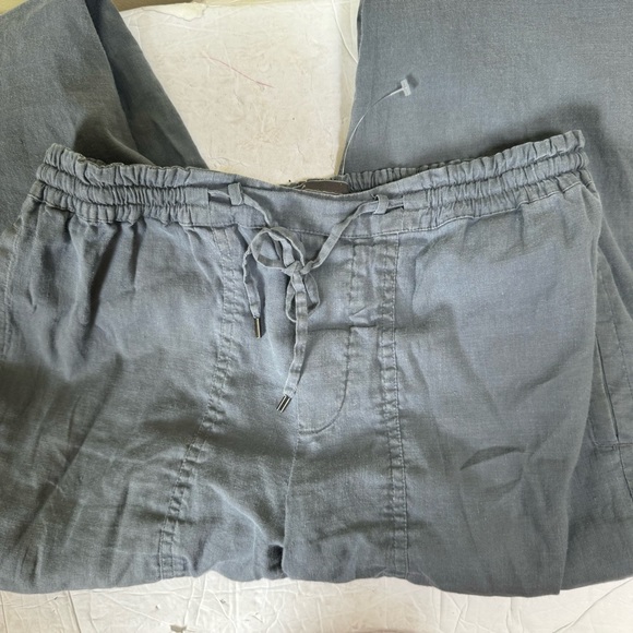 Vince NEW Linen Cotton Pants Pockets Elastic Waist Drawstring Minimalist Casual - Picture 7 of 14